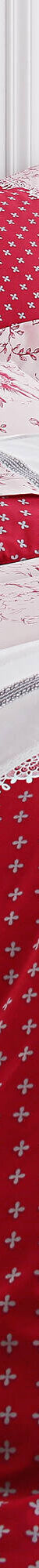 Linge de lit Gabrielle en coton imprimé pois, fleurs et dentelle (rouge) Linge de lit Gabrielle en coton imprimé pois, fleurs et dentelle (rouge)
